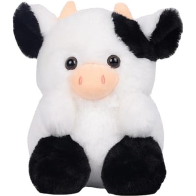 20cm/7.87in Mignon Vache En Peluche Jouets Dessin Animé Coloré Fraise Taureau Animal En Peluche Bétail Doux En Peluche Poupée Décor Pour Cadeau De Fête 20cm black