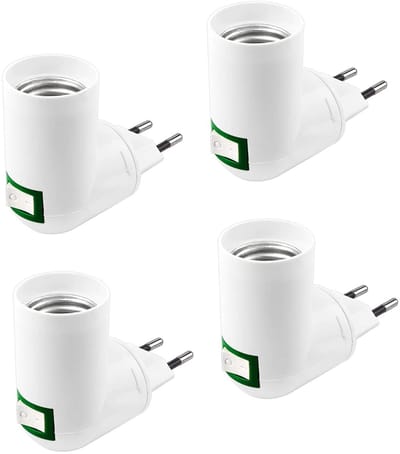 Set van 4 E27 Lampfittingen met Schakelaar zonder Kabel - Witte E27 Lampenhouder AC 230V voor LED Lampen, Geschikt voor Keuken- en Garagelampen