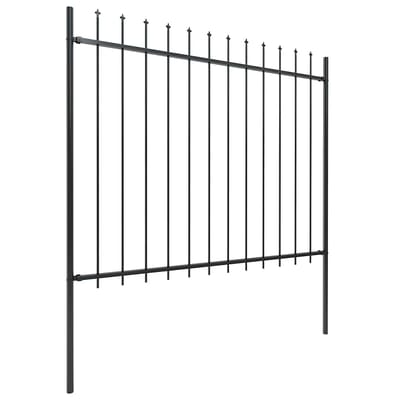 vidaXL - Tuinhek - met - speerpunt - staal - 337x150 - cm - zwart