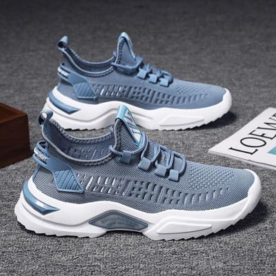 WTEMPO – baskets d'été respirantes en maille pour hommes, chaussures de Sport d'extérieur, antidérapantes, semelle épaisse, chaussures de course décontractées à fond souple 44 bleu