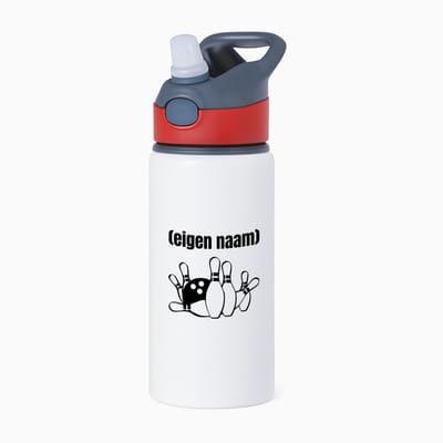 Hacebo® - bowlen kegels met eigen naam waterfles met rietje rood - Bowlen - bowlers - iemand die houdt van bowlen - verjaardag - cadeau - kado - water fles - 650ML