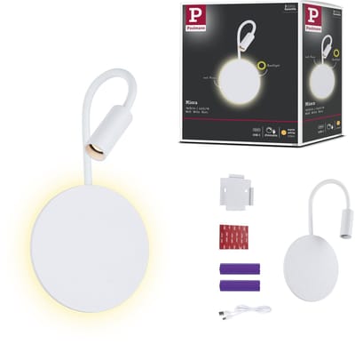 LED wandlamp op accu Miora 2700K 80lm / 50lm 3,7V 0,6W / 0,7W dimbaar Wit