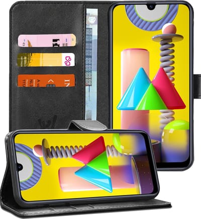 Hoesje geschikt voor Samsung Galaxy M31 - Book Case Kunstleer Pasjeshouder Zwart