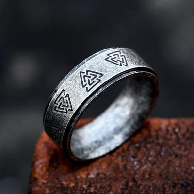 Vintage Nordic Driehoek Odin Valknut Ringen Voor Mannen Mode Rvs Viking Amulet Rune Ring Bruiloft Sieraden Geschenken 13 black