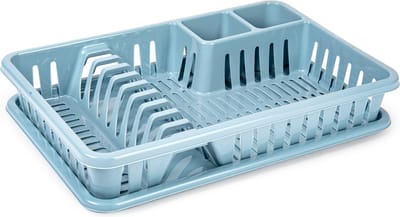 Plasticforte Afdruiprek met lekbak - 45 x 30 cm - ijsblauw - Afwassen/afdrogen - Afwasrekken - Kunststof