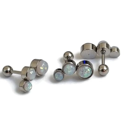 Aramat Jewels | Piercings | Witte Opaal Helix Piercing - Links | | | |14mm | Staal | Volwassenen | Verkleurd niet