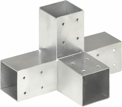 Verbindingsstuk Paal - Hoekbeugel Metaal - Veranda Bouwen - Verzinkt Metaal - 71 mm Vierkant - Zilver