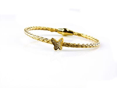 model vlinder armband in zilver verguld  gezet met cubic zirconia