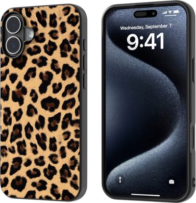 Coverup Hoesje - Geschikt voor iPhone 16 Hoesje - Coverup Luipaard Leather Back Cover - Bruin