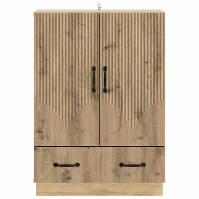 vidaXL - Dressoir - Artisanaal - eiken - 66 - x - 34,5 - x - 92 - cm - Bewerkt - hout