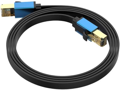 CAT 8 Ethernet adapter kabel - netwerkkabel internet - Gigabit - 40 Gbps - S/FTP afgeschermd - LAN Internetkabel - RJ45 CAT8 - 1 meter - zwart en blauw