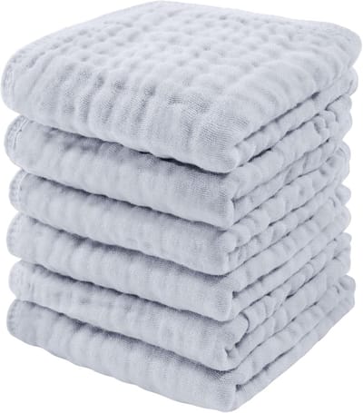 Mousseline doeken voor baby's - 6 stuks, zacht en absorberend, ideaal voor gevoelige huid, 25 x 25 cm, multifunctioneel en duurzaam