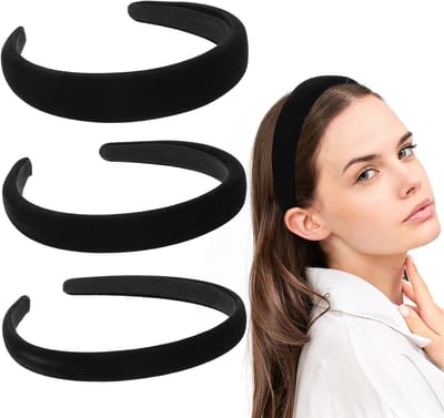 Set van 3 Zwarte Fluwelen Haarbanden in 1 cm, 2 cm en 3 cm - Stijlvolle Haaraccessoires voor Vrouwen en Meisjes, Perfect voor Elke Gelegenheid
