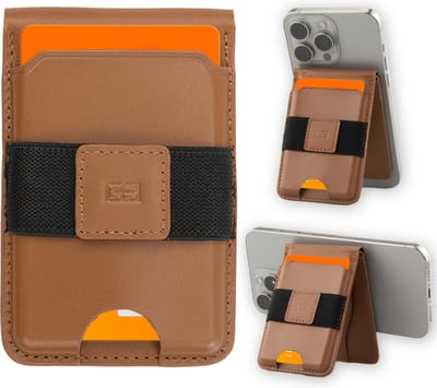 Garzini Premium Pasjeshouder van Echt Leer - Geschikt voor MagSafe Wallet - RFID Bescherming - Kaarthouder voor 7 Pasjes - Magnetische Kaarthouder - Bruin