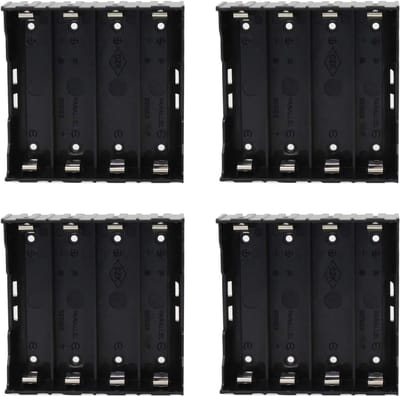 4 Stuks 18650 Batterijhouder met Opbergdozen en Krokodillenklemmen