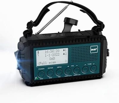 Solar Noodradio - Opwindbaar en Op Batterijen - Blauw Design Voor Noodsituaties