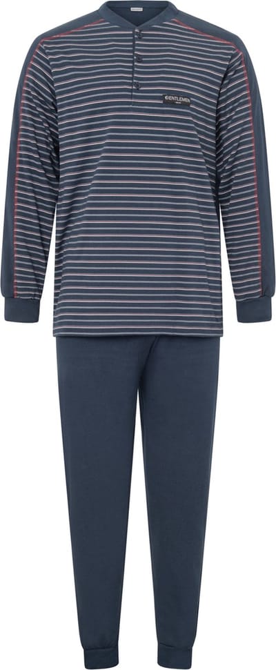 Gentlemen heren pyjama licht geruwd - maat L - Knoop - Streep marine