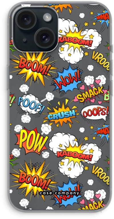 Case Company® - Hoesje geschikt voor iPhone 15 hoesje - Pow Smack - Soft Cover Telefoonhoesje - Bescherming aan alle Kanten en Schermrand