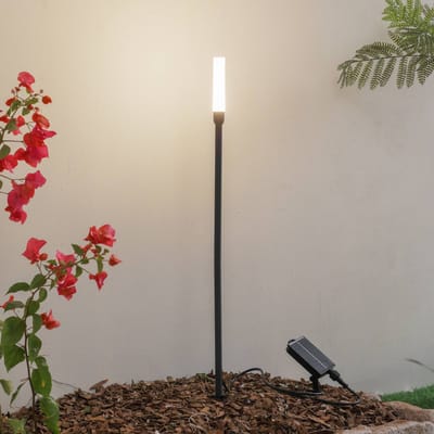 Lindby - Sfeerverlichting buiten - 1licht - Aluminium, kunststof, acryl - H: 90.7 cm - zwart, wit - Inclusief lichtbron
