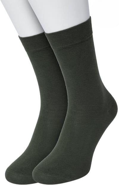 Bonnie Doon Basic Sokken Dames Donker Groen maat 36/42 - 2 paar - Basis Katoenen Sok - Gladde Naden - Brede Boord - Uitstekend Draagcomfort - Perfecte Pasvorm - 2-pack - Multipack - Effen - Dark Green - OL834222.200