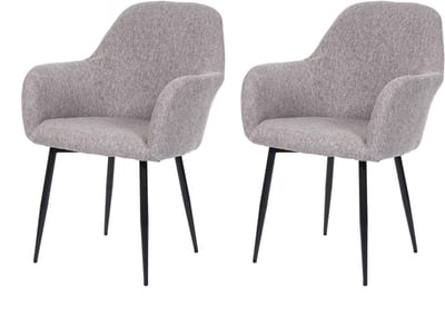 Set van 2 eetkamerstoelen MCW-F18, keukenstoel, retro design ~ stof/textiel grijs, zwarte poten