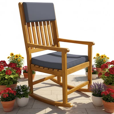 Casaria schommelstoel - Acaciahout met kussen 54x77x107 cm - Naturel