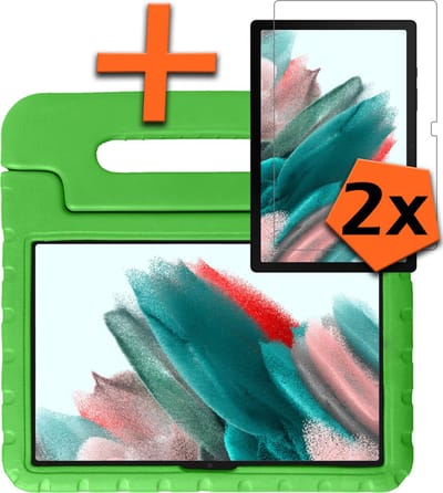 Hoesje - Geschikt voor Samsung Galaxy Tab A8 - Met 2x Screenprotector - Kinderhoes Shockproof Bumper - Kidsproof Case - Tablet Hoes - Kinder Hoes Cover - Groen