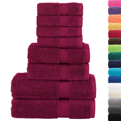vidaXL - 8-delige - Handdoekenset - SOLUND - 600 - g/m² - bordeauxrood