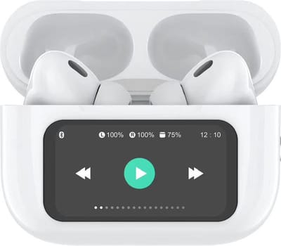 Voltma AirBeats - Draadloze Bluetooth 5.4 Oordopjes met Touch LED Display - Geluidsdempende In-Ear Oortjes met Active Noise Cancelling ANC - Earbuds Draadloos - 40 Uur Accuduur - 2-Uur Opladen - In-Ear Detectie & Touchbediening - Handsfree - Wit