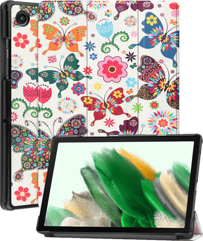 Hoes - Geschikt voor Samsung Galaxy Tab A8 - Dun & Stevig - Trifold Bookcase - Hard Cover - Hardcover Book Case - Tablet Hoesje - Vlinders