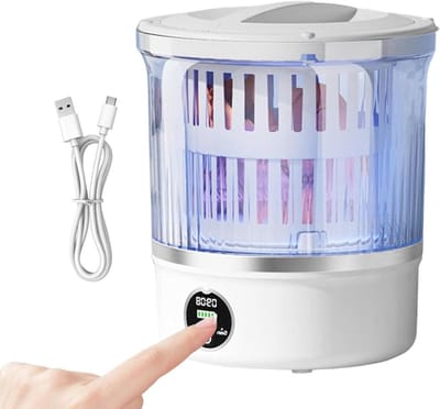 Draagbare wasmachine - Mini wasautomaat - Ondergoed reinigen - Stille werking - 3 liter inhoud - Wit