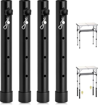 Dailygoods- Tafelpootverlengers 4 stuks - Verstelbare hoogte tot 33,2 cm - Zware stalen meubelverhogers - Antislip rubberen pootafdekkingen - Draagvermogen 200 kg - Ultra duurzaam materiaal - Tafelverhogers