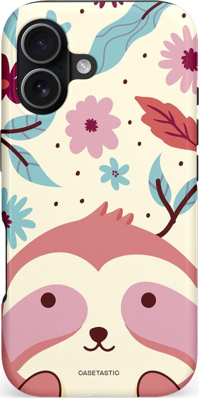 Casetastic hoesje geschikt voor Apple iPhone 17 - MagSafe - Dubbellaagse bescherming - Luiaard knuffels - Fashion Case - Crème Koraal Lichtroze