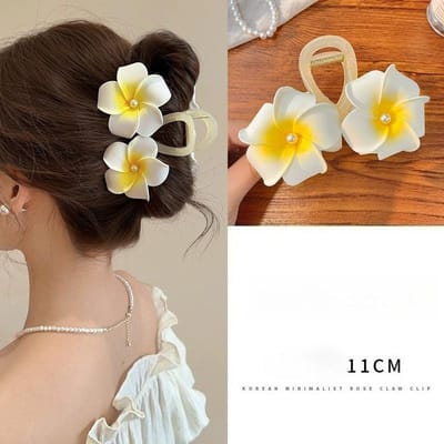 1 stuks Dames Plastic Grote Plumeria Haarklem, Elegante Bloemen Kapselhouder, Strandvakantie Casual Haaraccessoire, Geschikt Voor Alle Seizoenen Haarklemmen brown