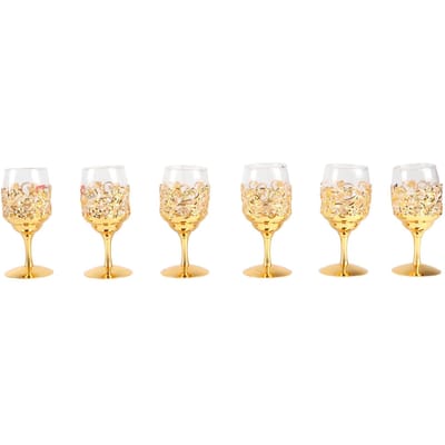 6-delige Set Vintage Wijnglazen Set Bloemreliëf Patroon Transparant Glas Waterkelken