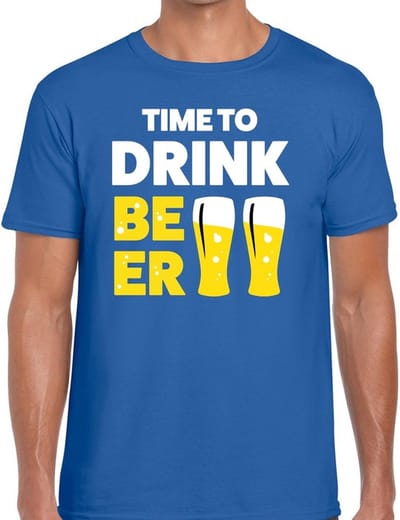 Time to drink Beer - tekst t-shirt - blauw - voor heren - Thema feest shirts - BIER Drinken - Drank - Festival - Carnaval S