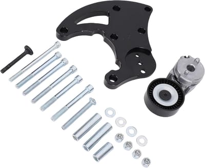 Montagebeugel AC Compressor - Hoge Bevestiging - Vrachtwagen Airco - Premium Aluminium Legering - 21 Delen - Zwart
