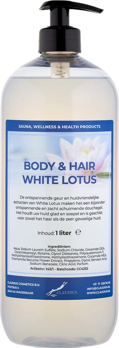 Body & Hair White Lotus 1 Liter - met gratis pomp - 2 in 1 voor lichaam en haar.