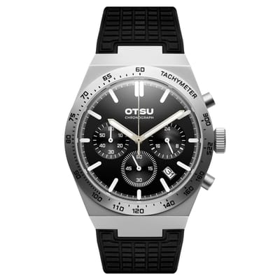 Heron | Zilverkleurig en Zwart Chronograaf Horloge van Roestvrij Staal
