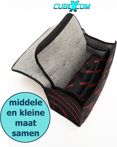 Auto Organizer Kofferbak, Auto Organizer, Autostoel Organizer, Naaldvilt Auto Kofferbaktas, Toolbag, Autotas, Kofferbak Gereedschapstas, Opbergtas Met Klittenbandsluiting, Bagagetas Triple Suit Rood Gestreept, ALLEEN MIDDELE en KLEINE MAAT