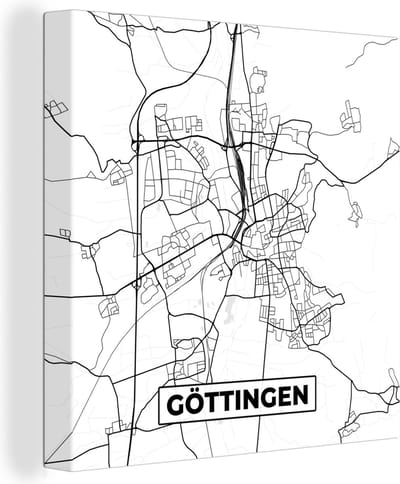 Canvas Schilderij Göttingen - Kaart - Stadskaart - Plattegrond - 20x20 cm - Wanddecoratie