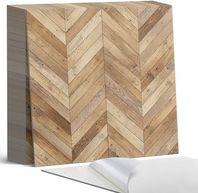 Coloray Plaktegels - Visgraat houtpatroon Zelfklevende Tegels - 20 cm x 20 cm - Bruin Plaktegels - 20 stuks - Vierkant PVC Tegels - Plaktegels Badkamer - Plaktegels Vloer - Vinyltegels Vloer Zelfklevend - Wandtegel Zelfklevend