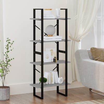 vidaXL - Boekenkast - 60x30x140 - cm - bewerkt - hout - grijs - sonoma - eikenkleurig