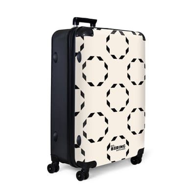 NoBoringSuitcases.com® - Koffer groot - Reiskoffer lichtgewicht - Beige met zwarte cirkels - Rolkoffer met 4 wielen - Grote trolley XL - 98 liter bagage
