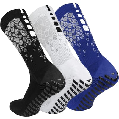 3 paires de chaussettes de football antidérapantes pour hommes et femmes, chaussettes de sport respirantes avec pinces pour Set D