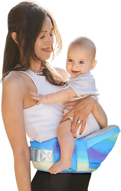 Baby Heupdrager - Draagstoel Baby - Comfortabel Dragen - Verstelbare Tailleband - 75-100cm Taille - Regenboog