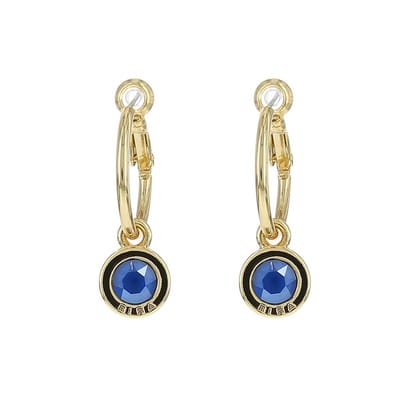 Biba Oorhangers Goud met gekleurde steen Groot Royal Blue