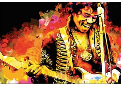 Allernieuwste.nl® Canvas Schilderij Jimi Hendrix PopArt Gitarist - Kunst - PopArt - Poster - 50 x 70 cm - Kleur