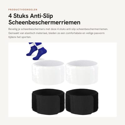 Dailygoods- Scheenbeschermerhouder Antislip - Verstelbaar - Elastisch - Duurzaam - Huidvriendelijk - 4 Stuks - Scheenbeschermers