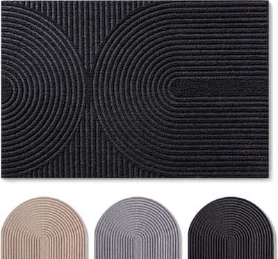 Blumtal Japandi Deurmat - Anti-slip - Polyester 70 x 120 cm - Antraciet - Boogpatroon